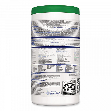 Hydrogen Peroxide Cleaner Disinfectant Wipes, 9 x 6.75, Unscented, White, 95/Canister, 6 Canisters/Carton (30824)