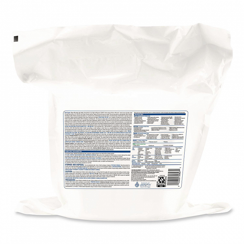 Hydrogen Peroxide Cleaner Disinfectant Wipes, 12 x 11, Unscented, White, 185/Pack, 2 Packs/Carton (30827)