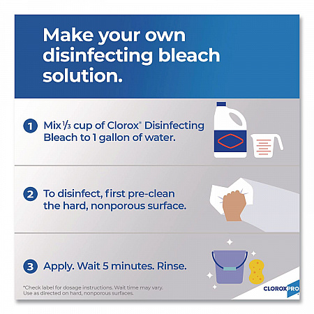 CloroxPro Concentrated Germicidal Bleach, Regular Scent, 121 oz Bottle, 3/Carton (30966CT)