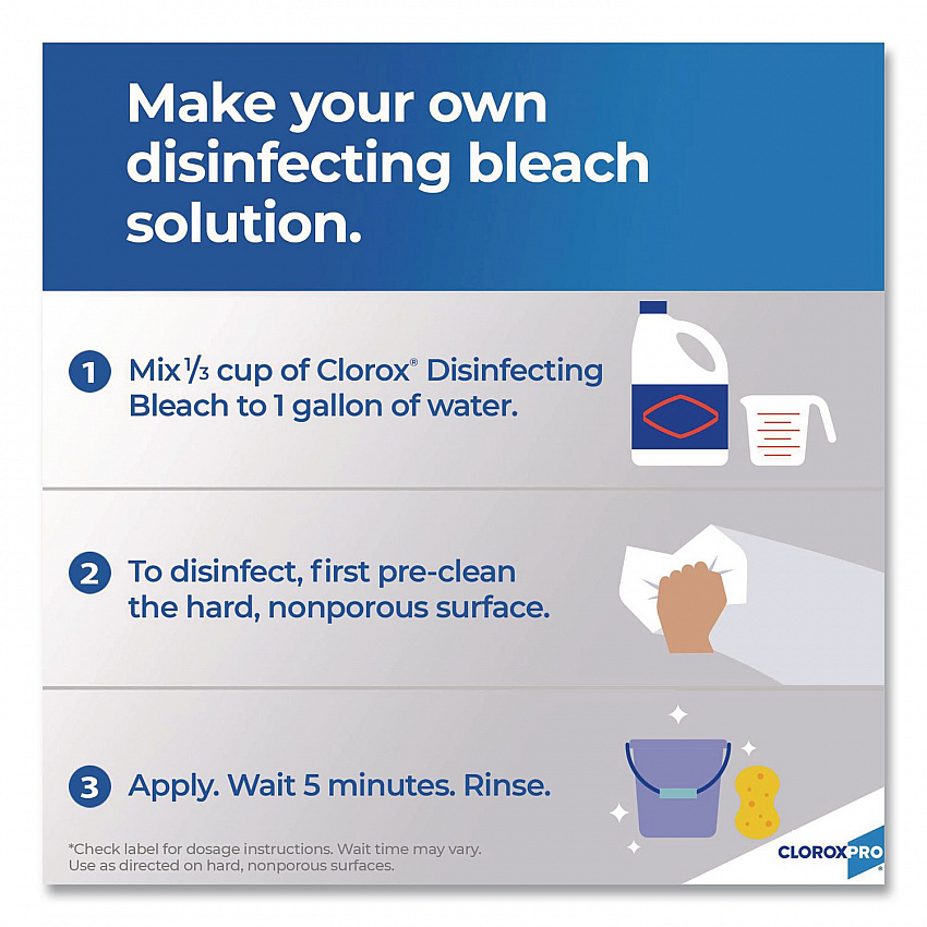CloroxPro Concentrated Germicidal Bleach, Regular Scent, 121 oz Bottle, 3/Carton (30966CT)