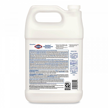 CloroxPro Anywhere Daily Disinfectant and Sanitizer, Unscented, 128 oz Bottle, 4/Carton (31651)