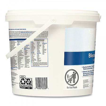 Bleach Germicidal Wipes, 1-Ply, 12 x 12, Unscented, White, 110/Bucket (30358)