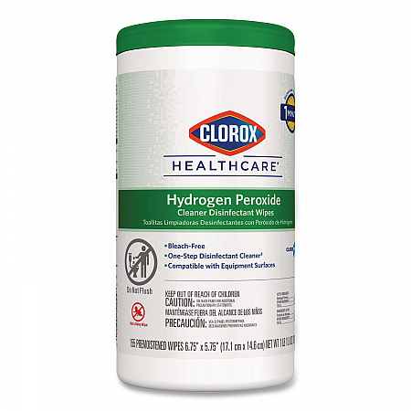 Hydrogen Peroxide Cleaner Disinfectant Wipes, 6.75 x 5.75, Unscented, 155 Wipes/Canister (30825EA)