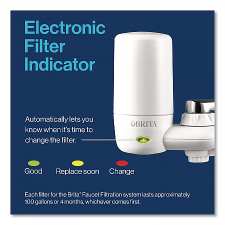 Water Faucet Mount Filtration System with 1 Elite Advanced Replacement Filter, White (42201)