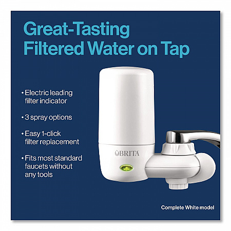 Water Faucet Mount Filtration System with 1 Elite Advanced Replacement Filter, White, 4/Carton (42201CT)