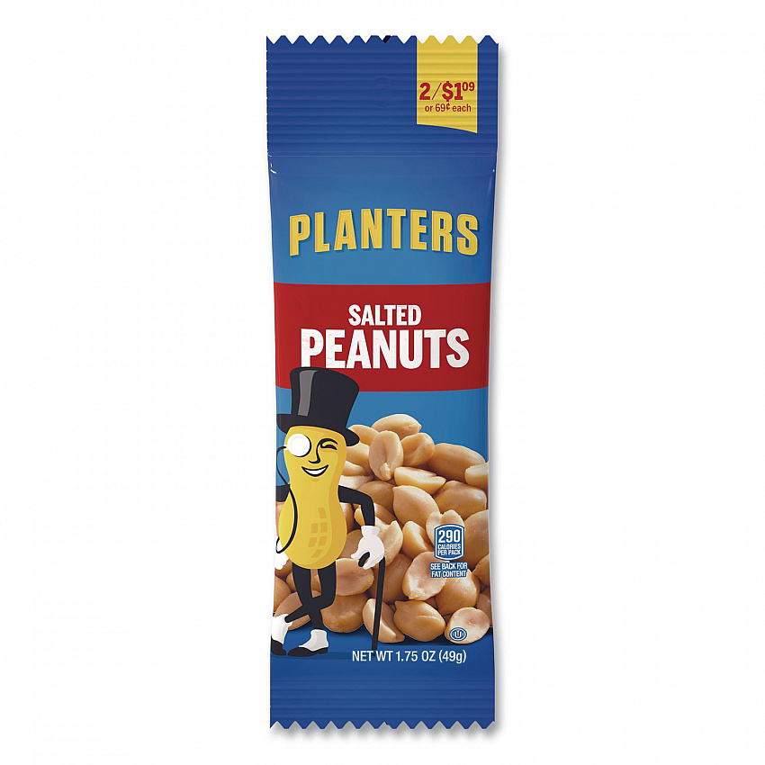 Salted Peanuts, 1.75 oz Pack, 18 Packs/Box (20900627)