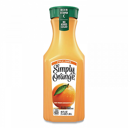 Orange Juice Pulp Free, 52 oz Bottle, 2/Pack (90200102)