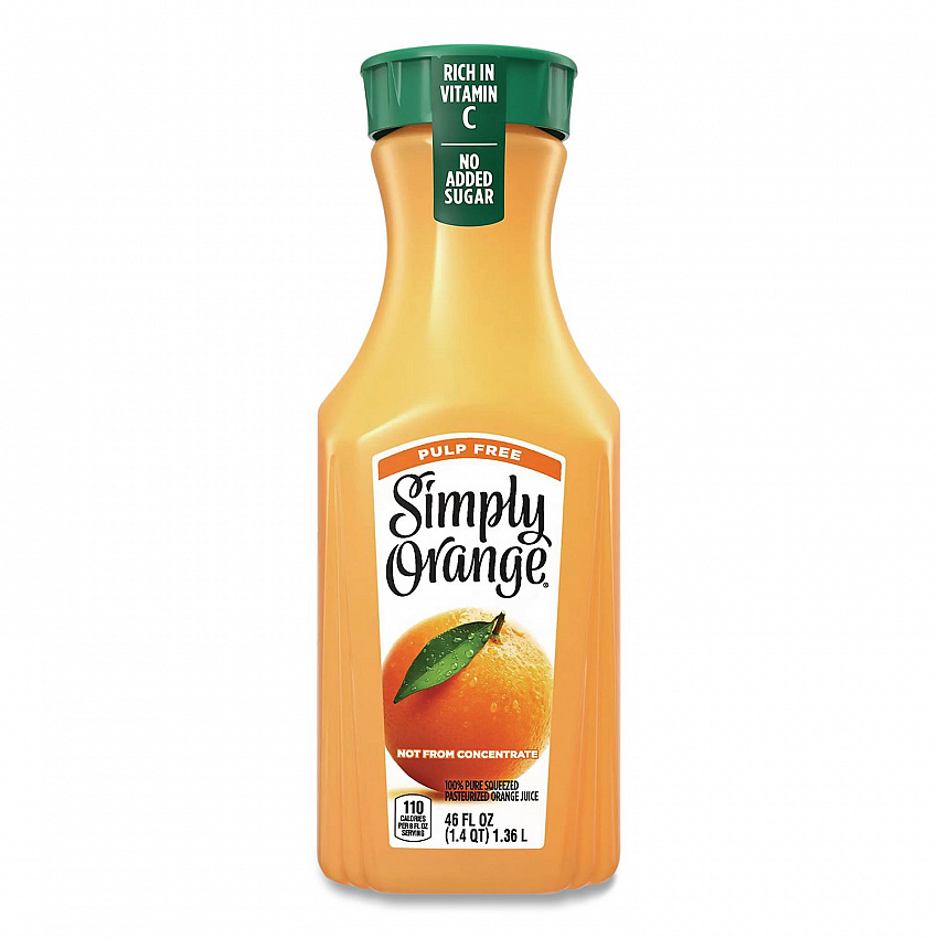 Orange Juice Pulp Free, 52 oz Bottle, 2/Pack (90200102)