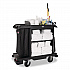 Compact Housekeeping Cart, Plastic, 3 Shelves 1 Bin, 23 x 53.12 x 19.1, Black (2202585)