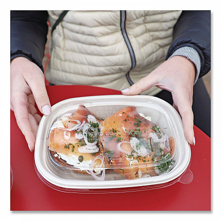 PLA Lids for Fiber Containers, 8.8 x 6.9 x 0.8, Clear, Plastic, 400/Carton (CTLCS3)