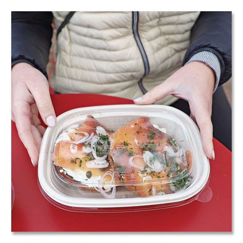 PLA Lids for Fiber Containers, 8.8 x 6.9 x 0.8, Clear, Plastic, 400/Carton (CTLCS3)