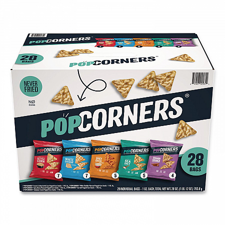 Popped Corn Chips Snacks Variety Pack, Assorted Flavors, 1 oz Bag, 28/Pack (22002179)