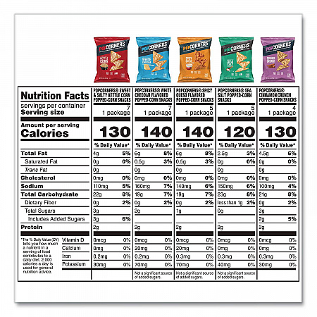 Popped Corn Chips Snacks Variety Pack, Assorted Flavors, 1 oz Bag, 28/Pack (22002179)