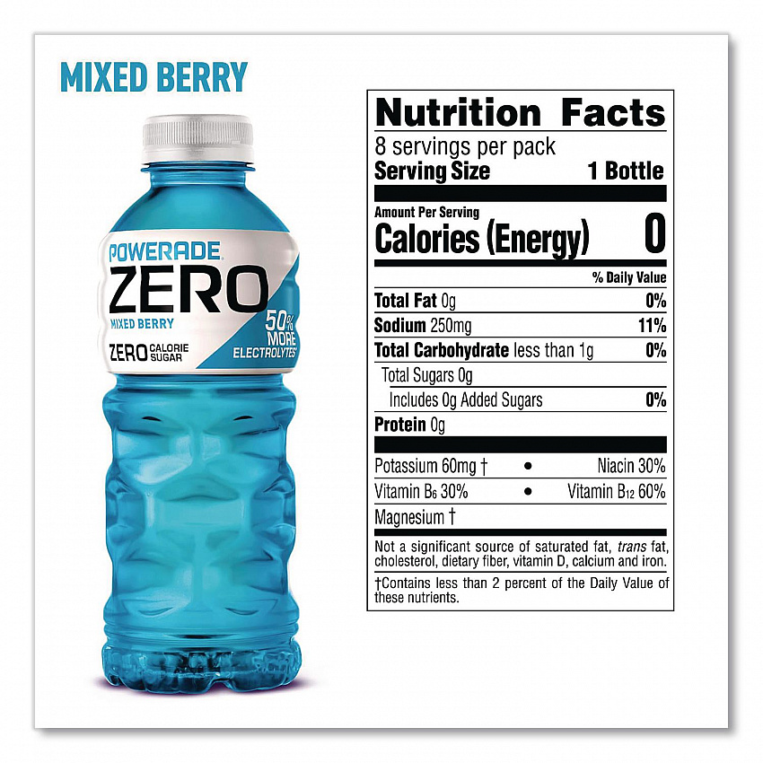 Zero Sports Drink, Assorted Flavors, 20 oz, 24/Carton (22002679)