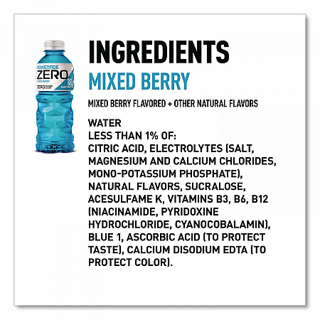 Zero Sports Drink, Assorted Flavors, 20 oz, 24/Carton (22002679)