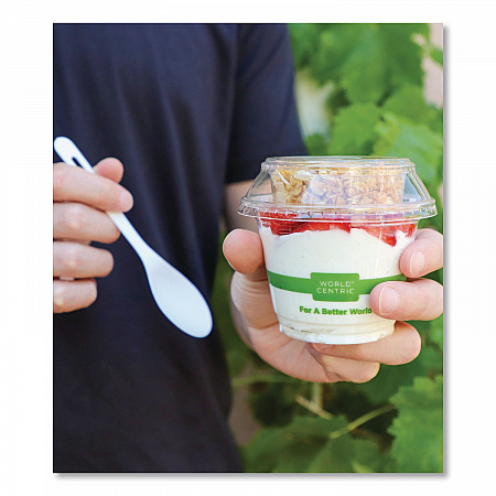 PLA Clear Cold Cup Lids, Dome Lid, Fits 9 oz to 24 oz Parfait Cups, Plastic, Clear, 1,000/Carton (CPLCS12SH)
