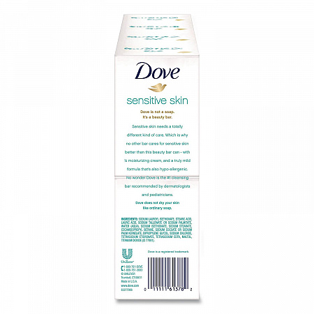 Sensitive Skin Bath Bar, Unscented, 3.75 oz, 8 Bars/Pack, 9 Packs/Carton (CB613789)