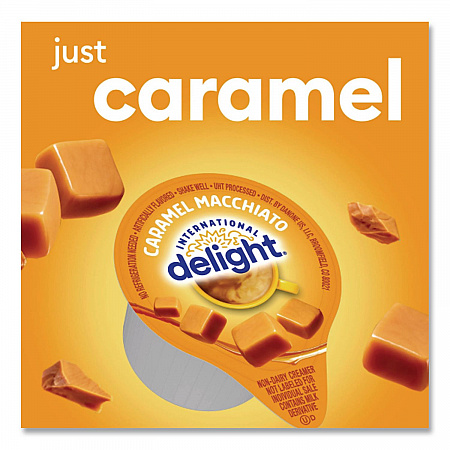 Flavored Liquid Non-Dairy Coffee Creamer, Caramel Macchiato, 0.5 oz Mini Cups, 24/Box (101766)