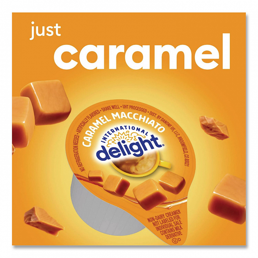Flavored Liquid Non-Dairy Coffee Creamer, Caramel Macchiato, 0.5 oz Mini Cups, 24/Box (101766)
