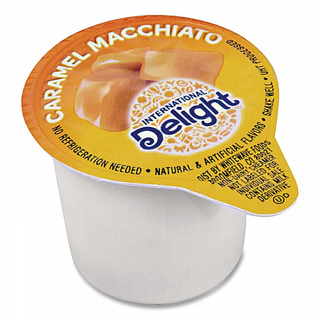 Flavored Liquid Non-Dairy Coffee Creamer, Caramel Macchiato, 0.5 oz Mini Cups, 24/Box (101766)