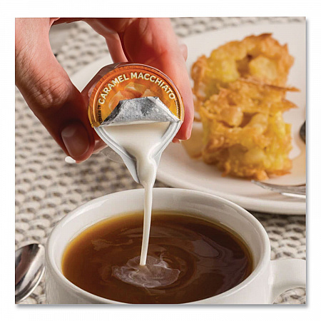 Flavored Liquid Non-Dairy Coffee Creamer, Caramel Macchiato, 0.5 oz Mini Cups, 24/Box (101766)