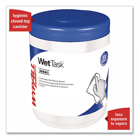 WetTask System Prep Wipers for Bleach/Disinfectants/Sanitizers Hygienic Enclosed System Refills, w/Canister, 55/RL,12 Roll/CT (7732005)