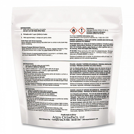 Aqua ChemPacs Acidic Bathroom and Bowl Cleaner, Lavender Scent, 4 g Packets, 12 ChemPacs/Bag with 1 qt Spray Bottle (9320999)