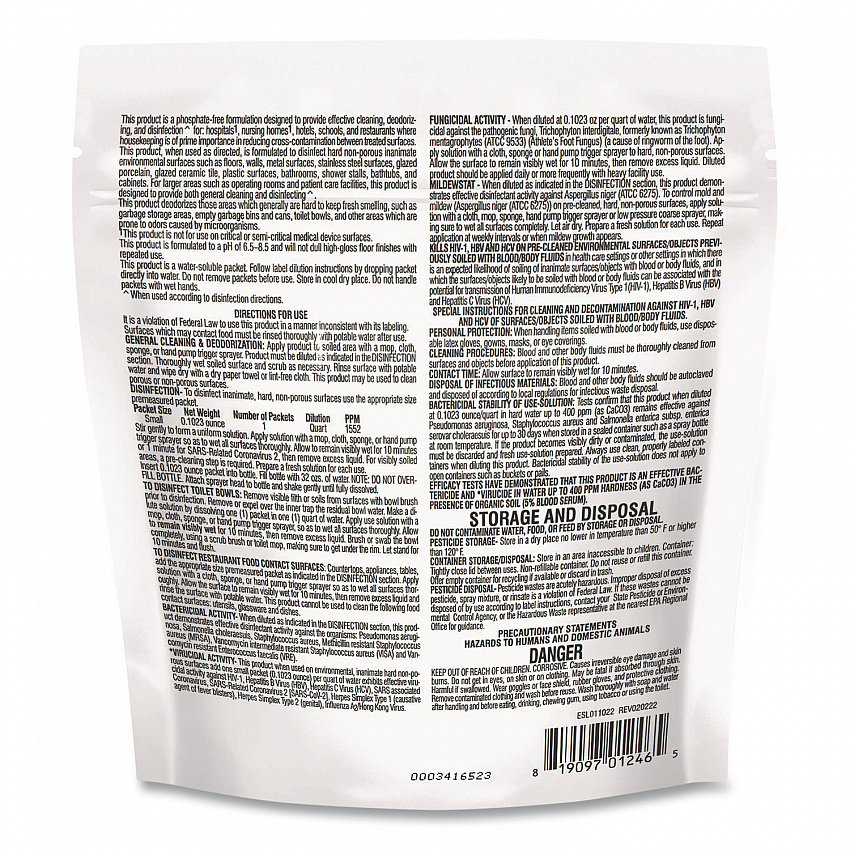 Disinfectant Cleaner, Marine Scent, 2.9 g Packets, 12 Packets/Bag with 1 qt Spray Bottle (9321111)