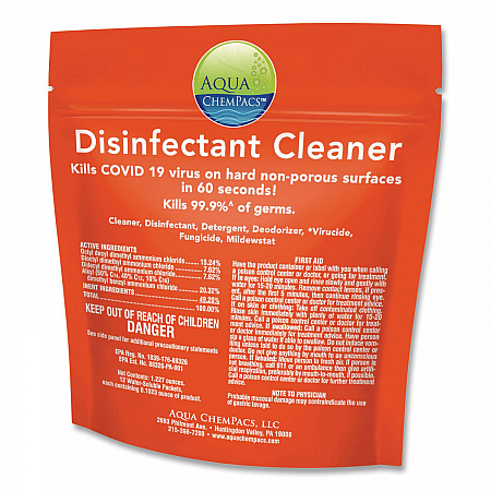 Disinfectant Cleaner, Marine Scent, 2.9 g Packets, 12 Packets/Bag with 1 qt Spray Bottle (9321111)