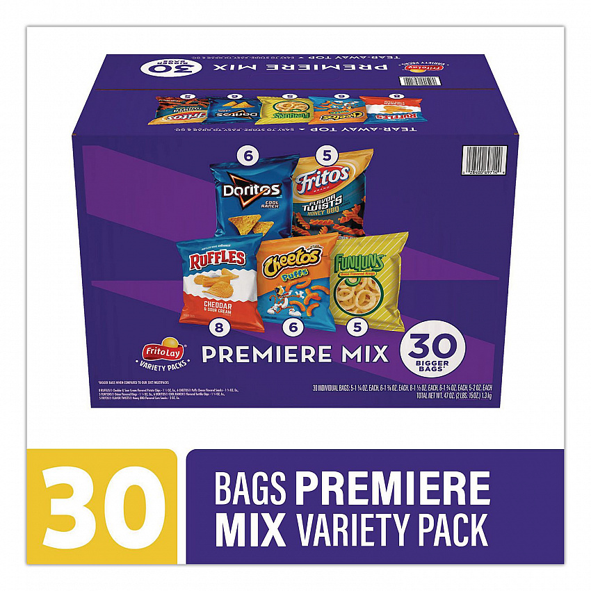 Premiere Mix Variety Pack, Assorted Flavors, Assorted Sizes, 30 Bags/Carton (22002670)