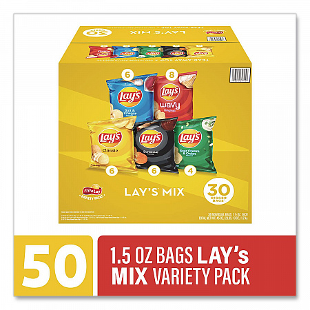 Potato Chip Variety Mix, Assorted Flavors, 1.5 oz Bag, 30 Bags/Carton (22002672)