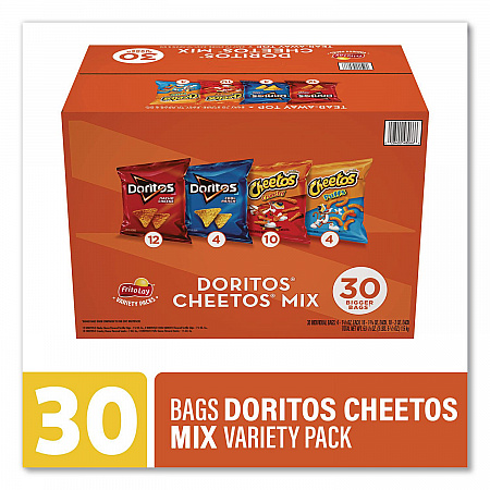 Doritos and Cheetos Variety Pack, Assorted Flavors, Assorted Sizes, 30 Bags/Carton (22002673)