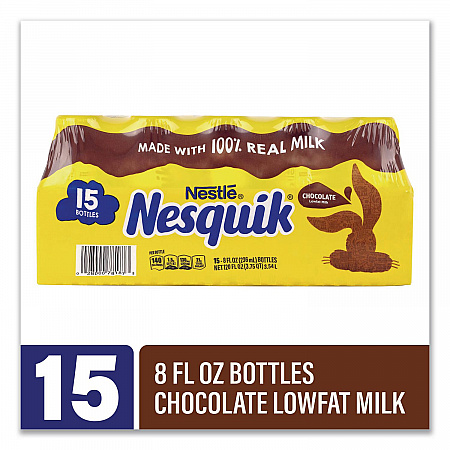Nesquik Chocolate Lowfat Milk, 8 oz Bottle,  15/Carton (22002681)