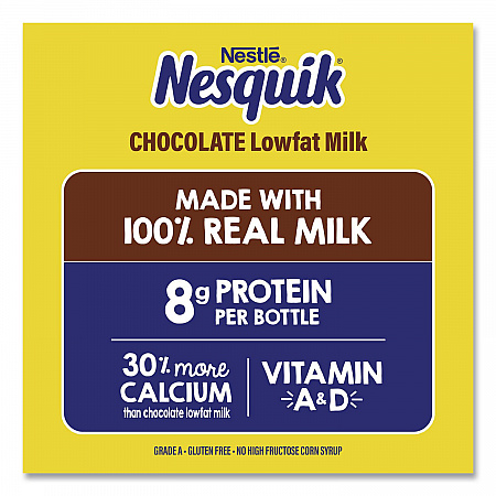 Nesquik Chocolate Lowfat Milk, 8 oz Bottle,  15/Carton (22002681)