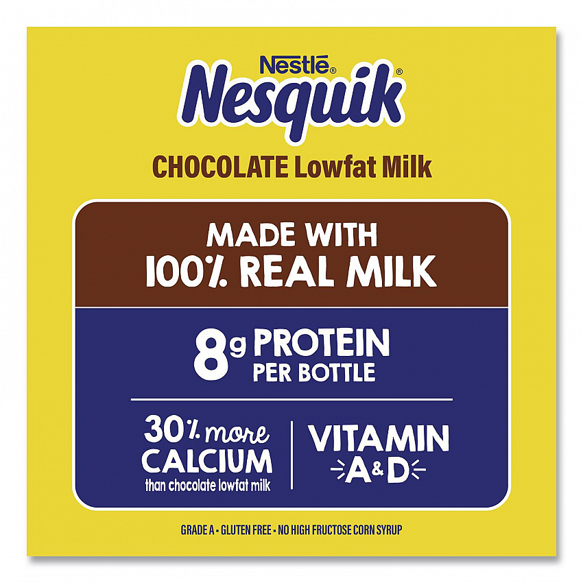 Nesquik Chocolate Lowfat Milk, 8 oz Bottle,  15/Carton (22002681)