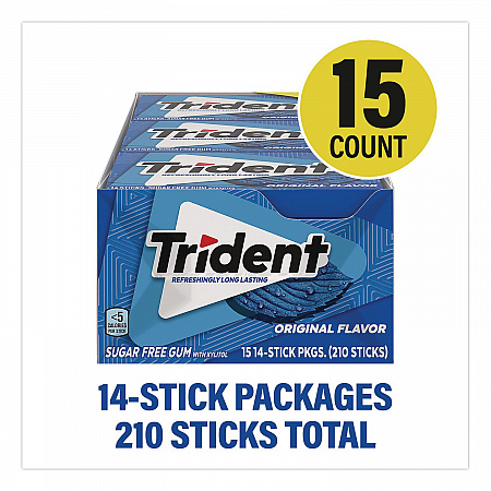Sugar-Free Gum, Original Mint, 14 Sticks/Pack, 15 Packs/Carton (22002639)