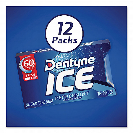 Sugarless Gum, Peppermint Flavor, 16 Pieces/Pack, 12 Packs/Carton (22002647)