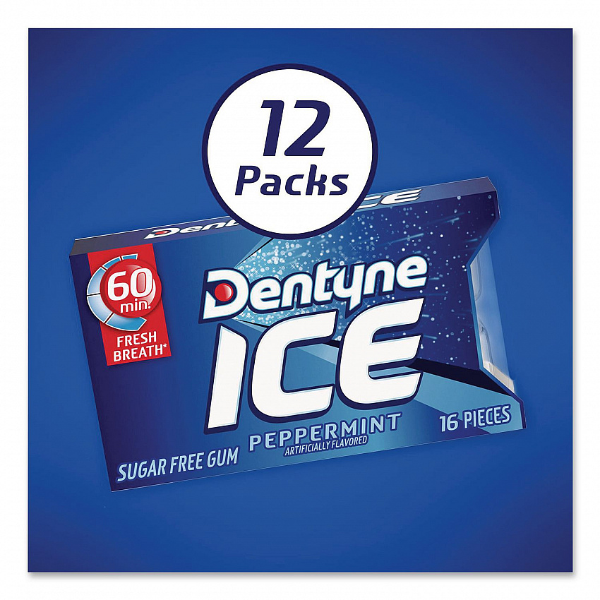 Sugarless Gum, Peppermint Flavor, 16 Pieces/Pack, 12 Packs/Carton (22002647)