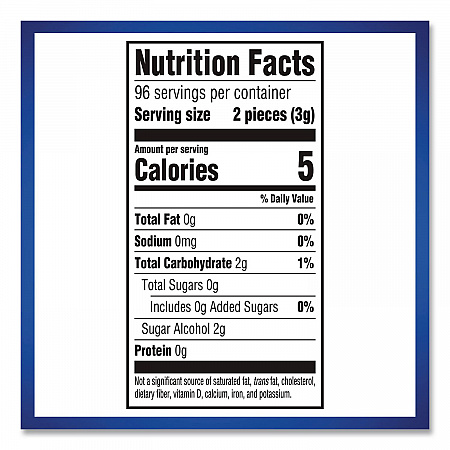 Sugarless Gum, Peppermint Flavor, 16 Pieces/Pack, 12 Packs/Carton (22002647)