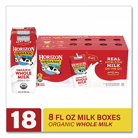 Shelf-Stable Whole Milk Boxes, 8 oz Box, 18/Carton (22002680)