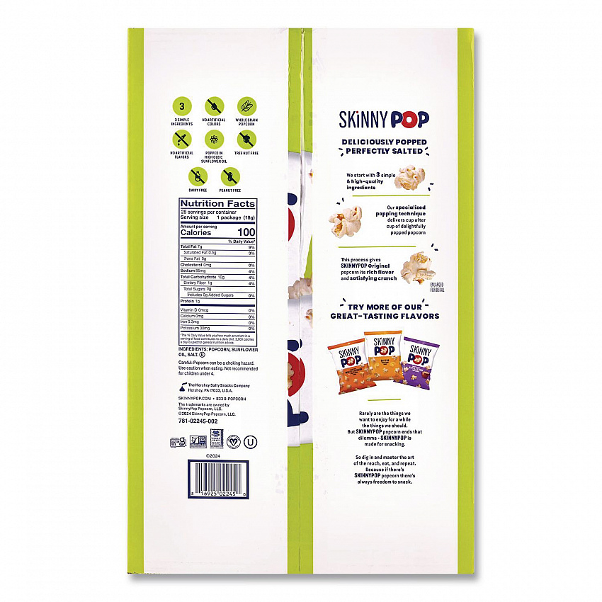 Popcorn, Original, 0.65 oz Bag, 24/Carton (22000408)