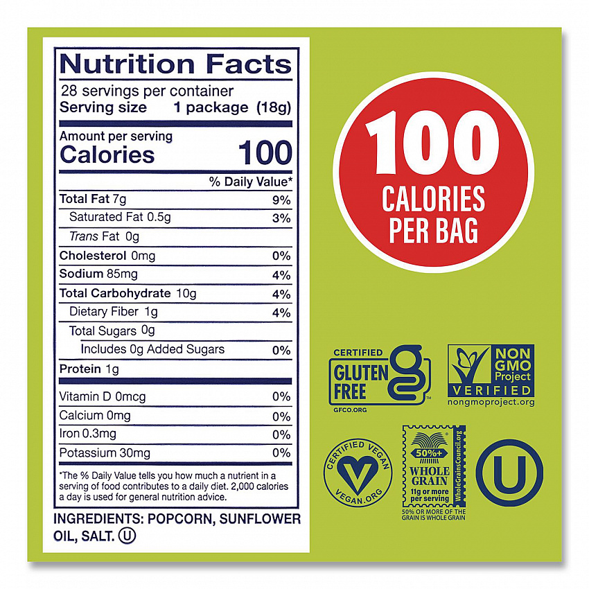 Popcorn, Original, 0.65 oz Bag, 24/Carton (22000408)
