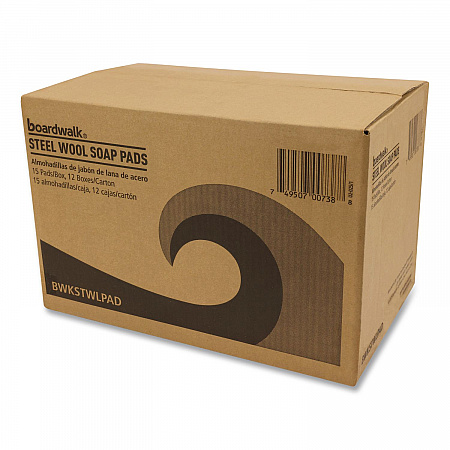 Steel Wool Soap Pads, 3 x 2.5, Blue, 15 Pads/Box, 12 Boxes/Carton (STWLPAD)