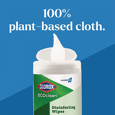 CloroxPro EcoClean Disinfecting Wipes, 1-Ply, 7 x 8, Unscented, White, 3/Carton (60787CT)