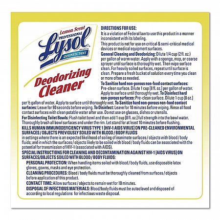 Disinfectant Deodorizing Cleaner Concentrate, Lemon Scent, 1 gal Bottle (76334)