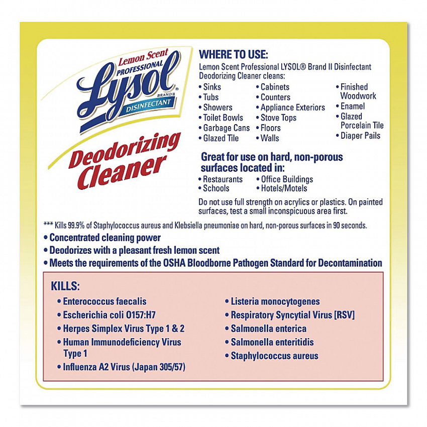 Disinfectant Deodorizing Cleaner Concentrate, Lemon Scent, 1 gal Bottle (76334)