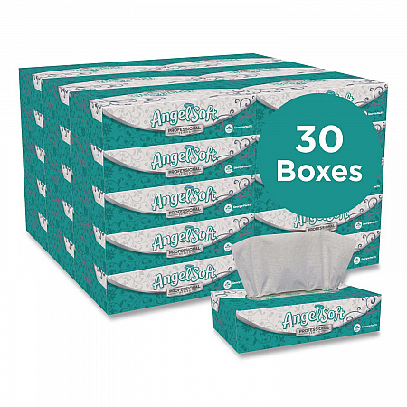 Angel Soft ps Premium Facial Tissues in Flat Box, 2-Ply, White, 100 Sheets/Box, 30 Boxes/Carton (48580CT)