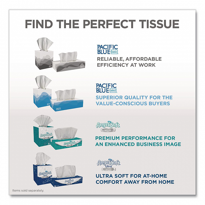 Pacific Blue Select Cube Box Facial Tissue, 2-Ply, White, 100 Sheets/Box, 36 Boxes/Carton (462)
