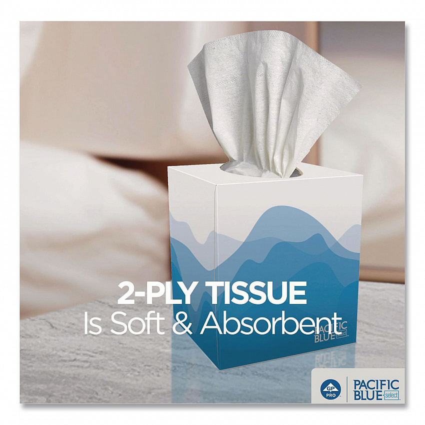 Pacific Blue Select Cube Box Facial Tissue, 2-Ply, White, 100 Sheets/Box, 36 Boxes/Carton (462)