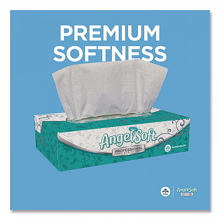 Angel Soft ps Premium Facial Tissues in Flat Box, 2-Ply, White, 100 Sheets/Box, 30 Boxes/Carton (48580CT)